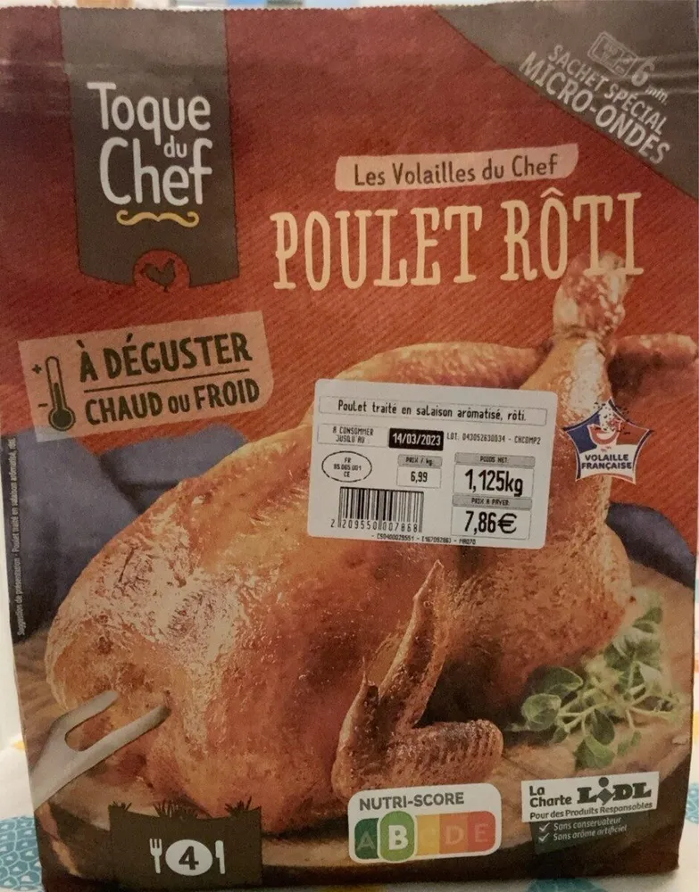 Poulet traité en salaison aromatisé rôti