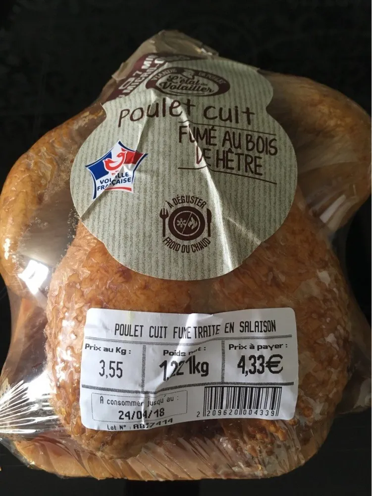 Poulet cuit fumé