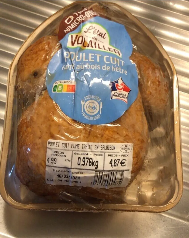 Poulet Cuit fumé au bois de hêtre