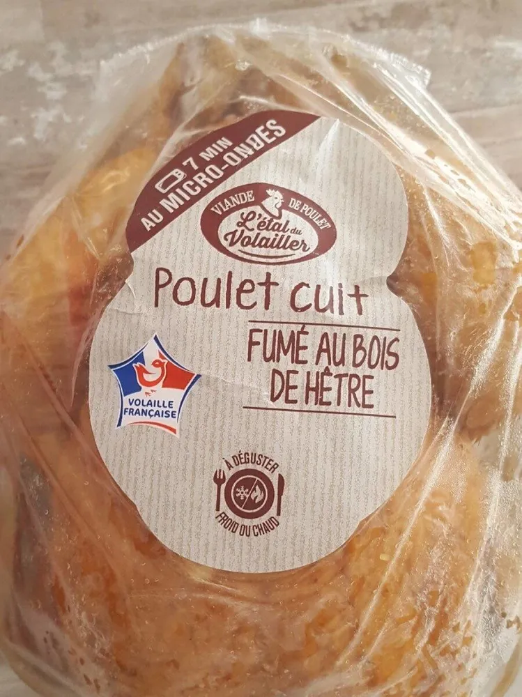 Poulet cuit fumé au bois de hêtre