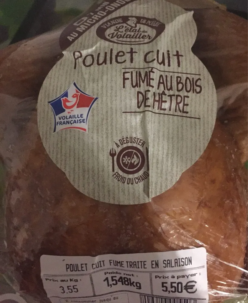 Poulet cuit fumé