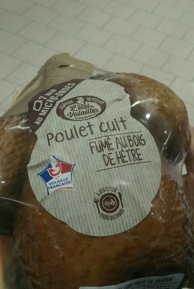Poulet cuit fume au bois de hetres