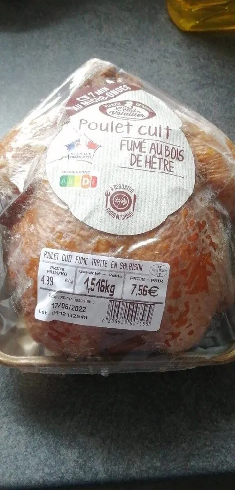 Poulet cuit fumée