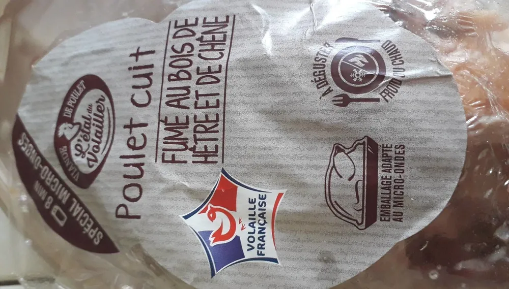 Poulet cuit fumé au bois de hêtre et de chêne