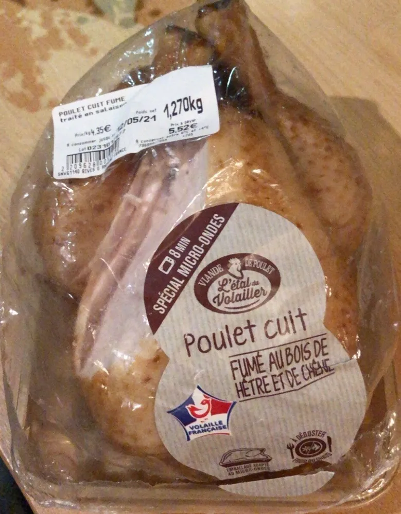 Poulet cuit fume
