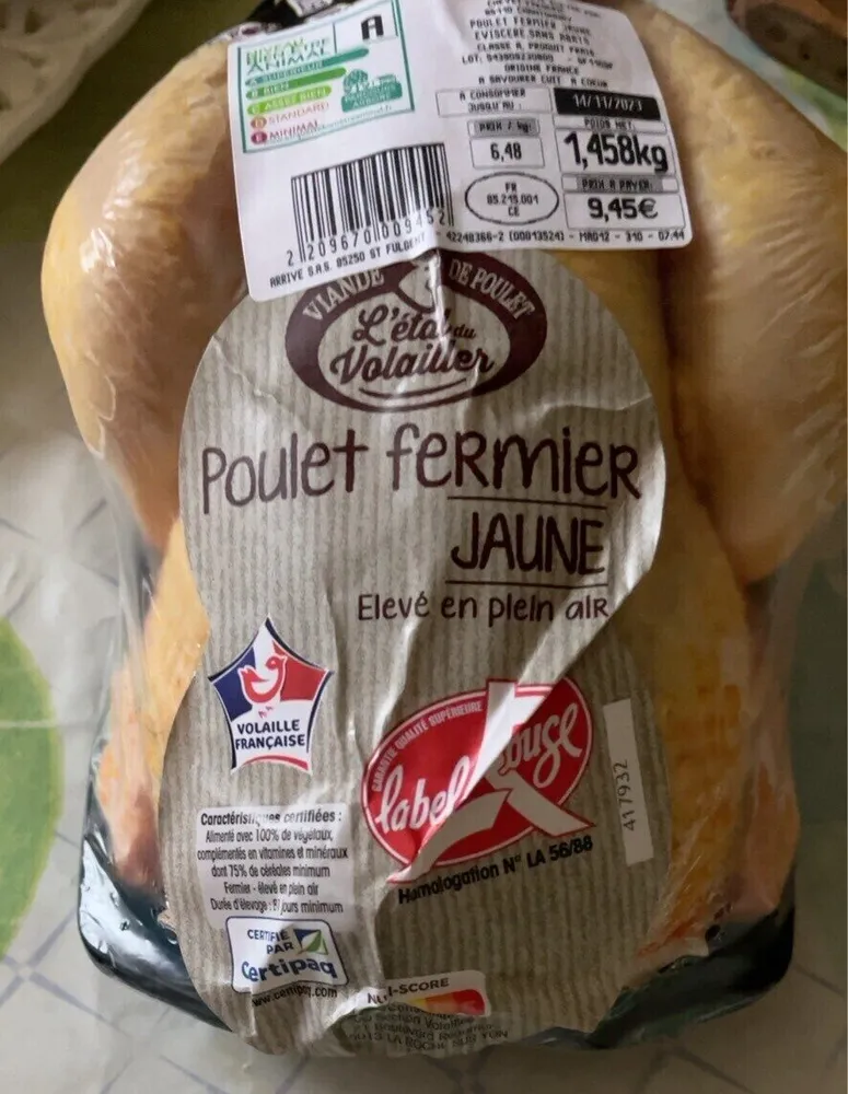 Poulet fermier jaune