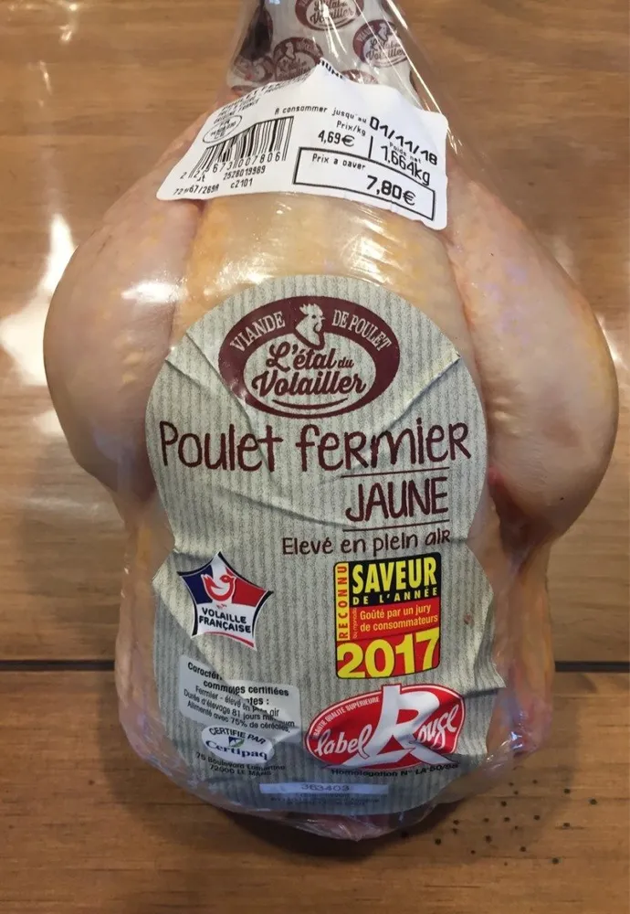 Poulet fermier jaune label rouge