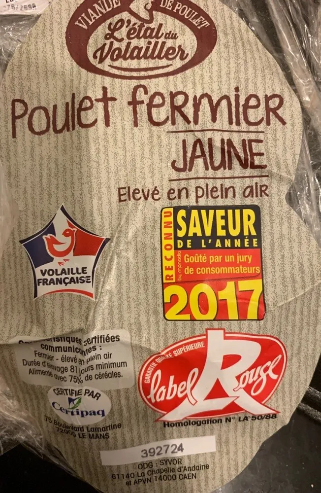 Poulet fermier jaune