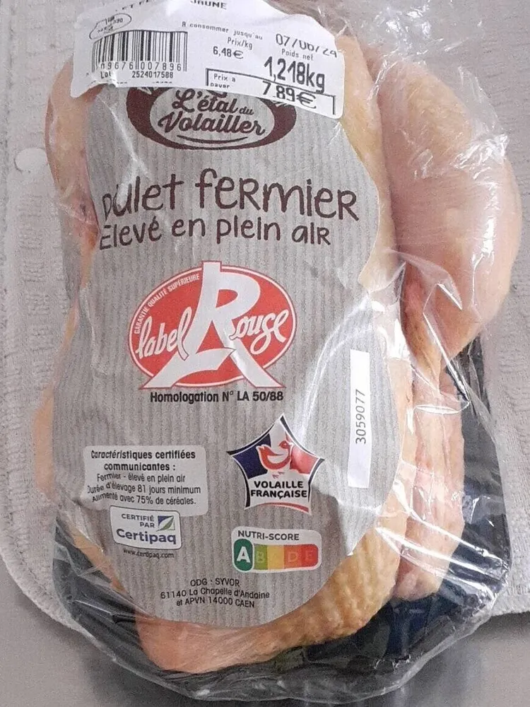 Poulet fermier jaune label rouge