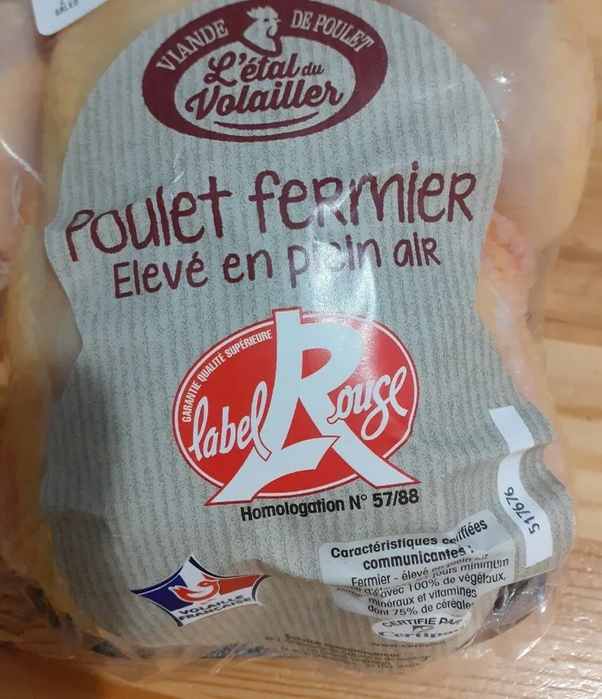 Poulet fermier élevé en plein air Label Rouge