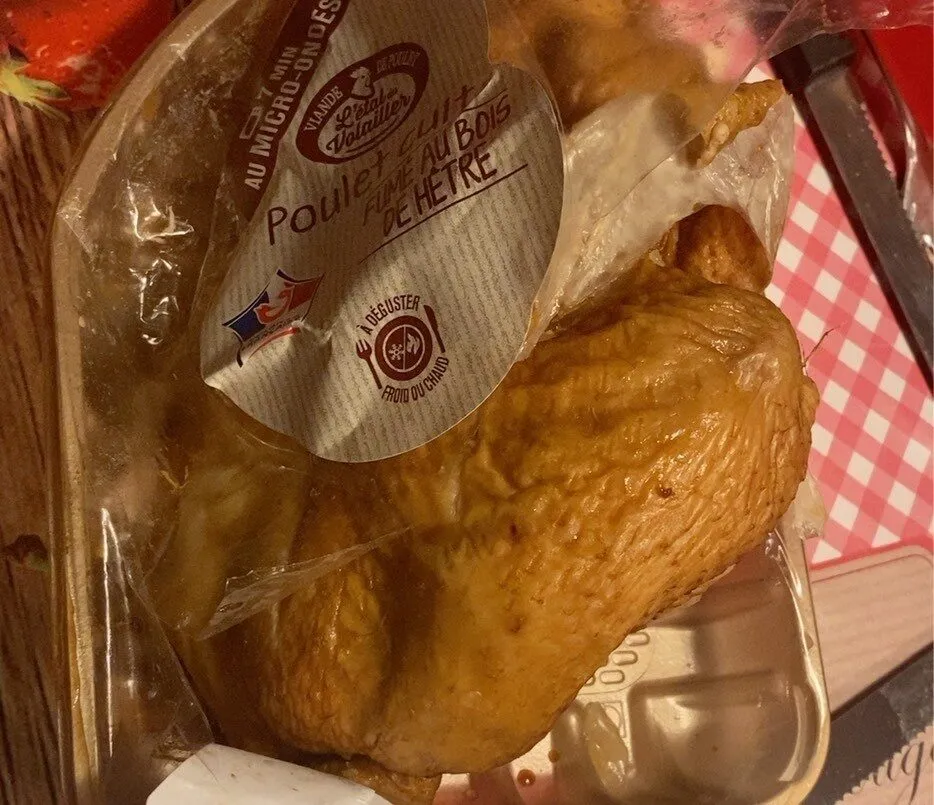 Poulet cuit fumé au bois de hêtre