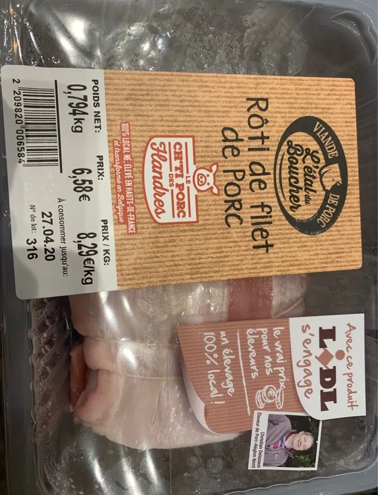 Roti de filet de porc