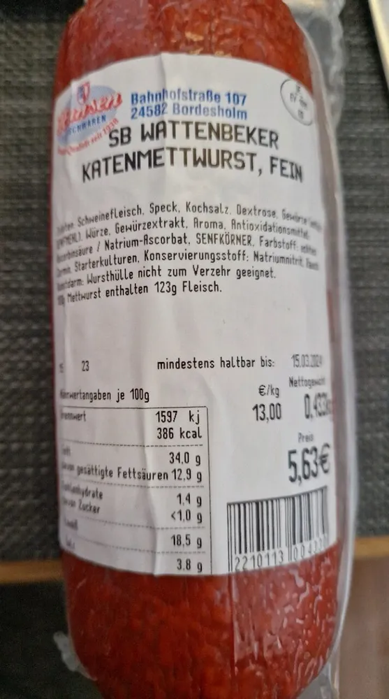Katenmettwurst, fein