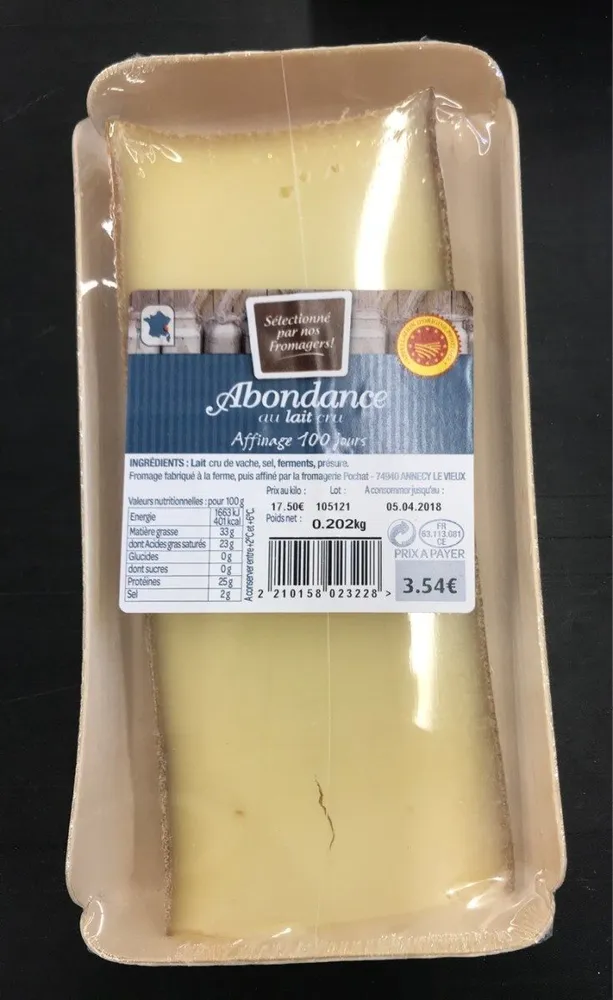 Abondance au lait cru