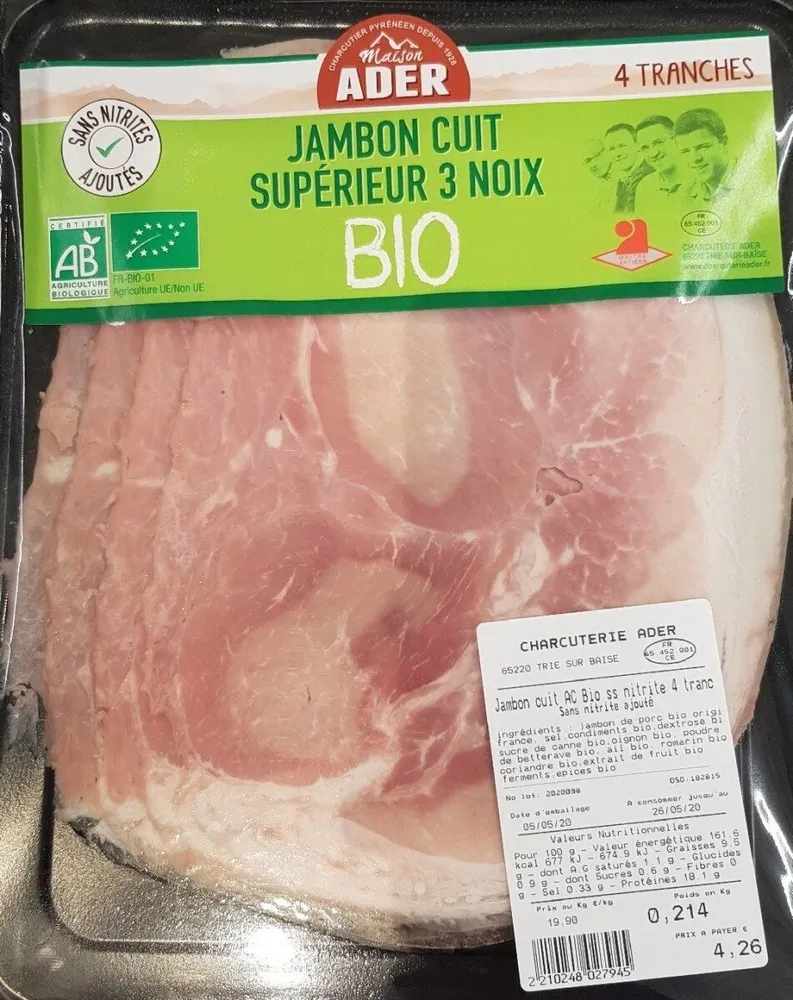 Jambon cuit supérieur 3 noix