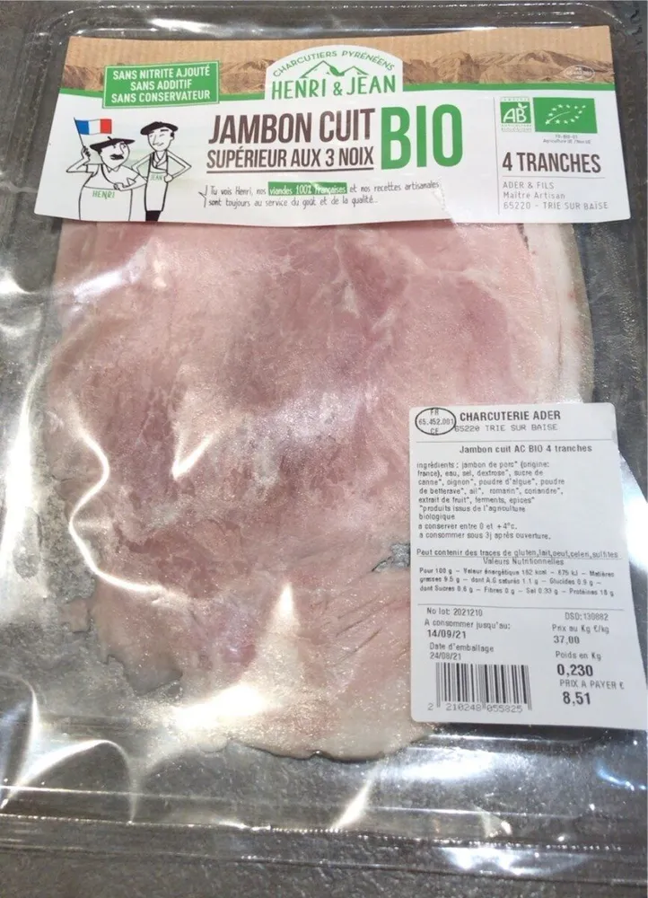 Jambon cuit superieur aux 3 noix bio