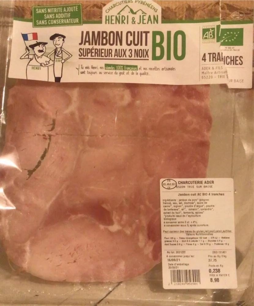 Jambon cuit bio
