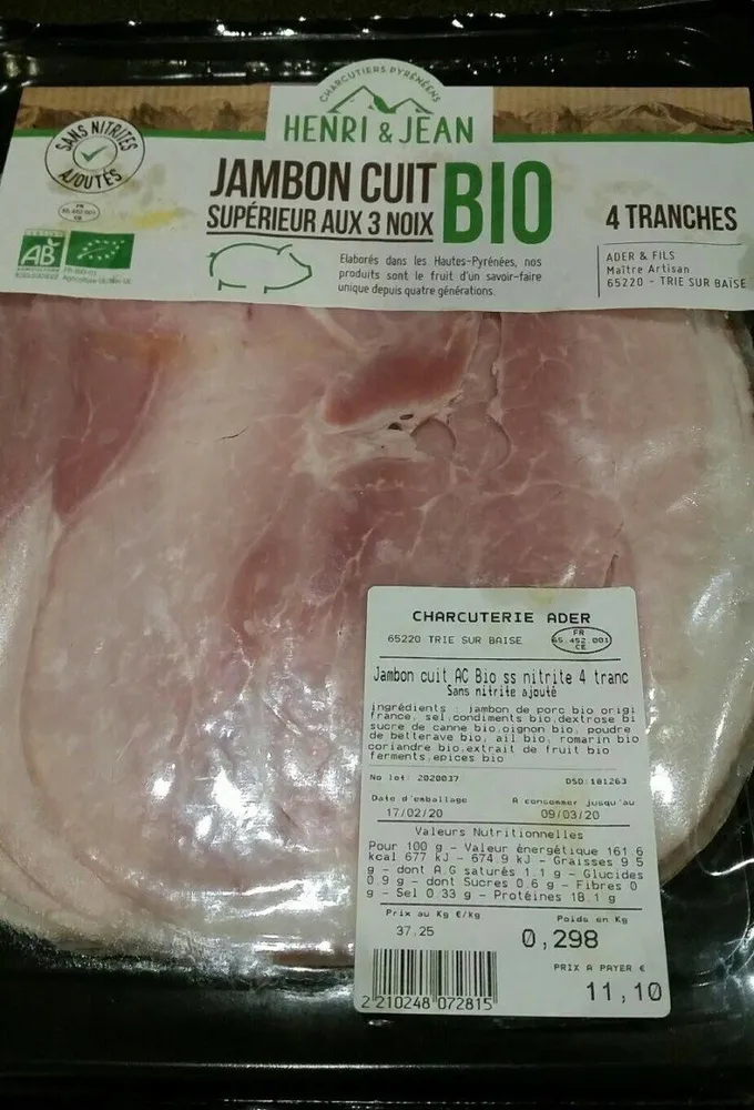 Jambon cuit supérieur aux 3 noix