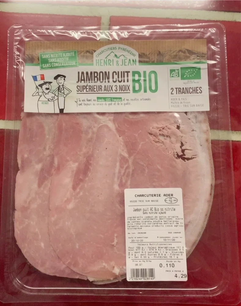 Jambon cuit supérieur aux 3 noix bio
