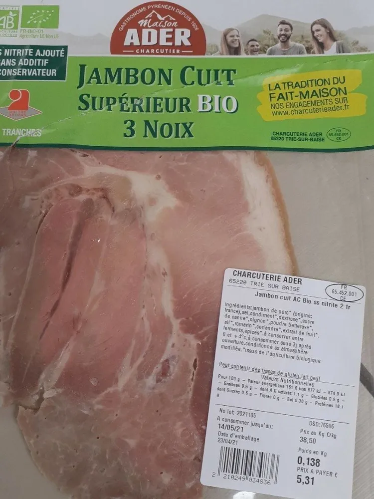 Jambon cuit bio
