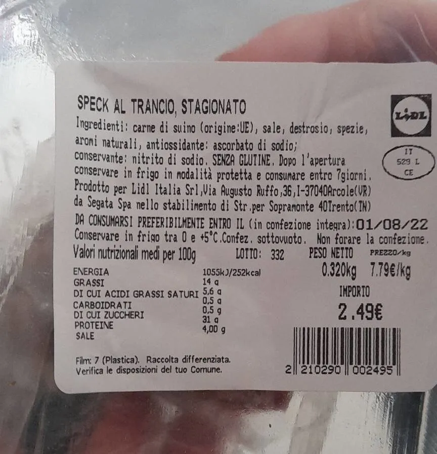 Speck al trancio stagionato