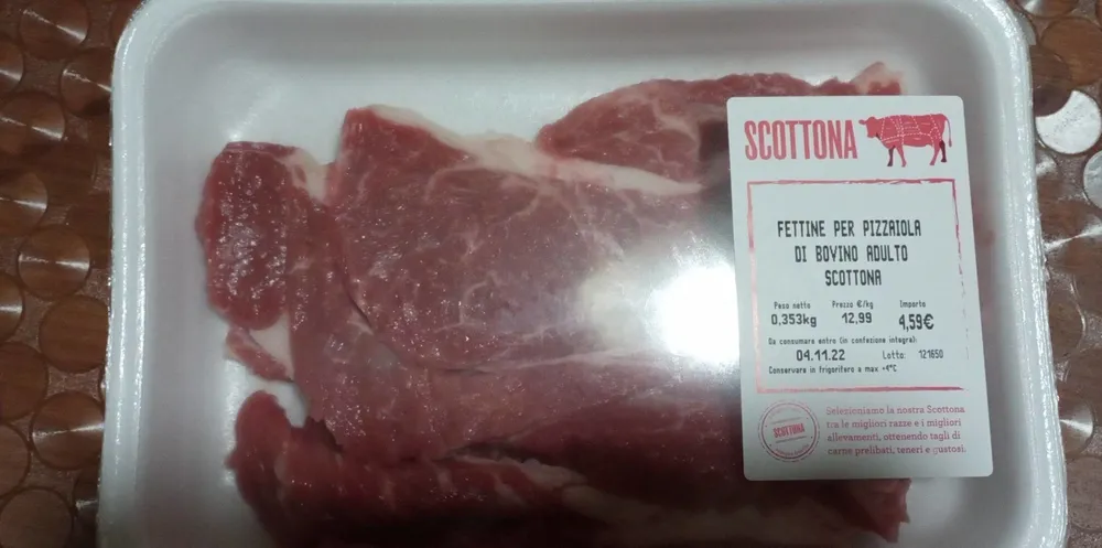 fettine per pizzaiola di bovino adulto scottona