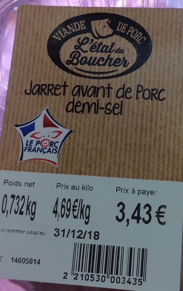 Jarret avant de porc 1/2 sel