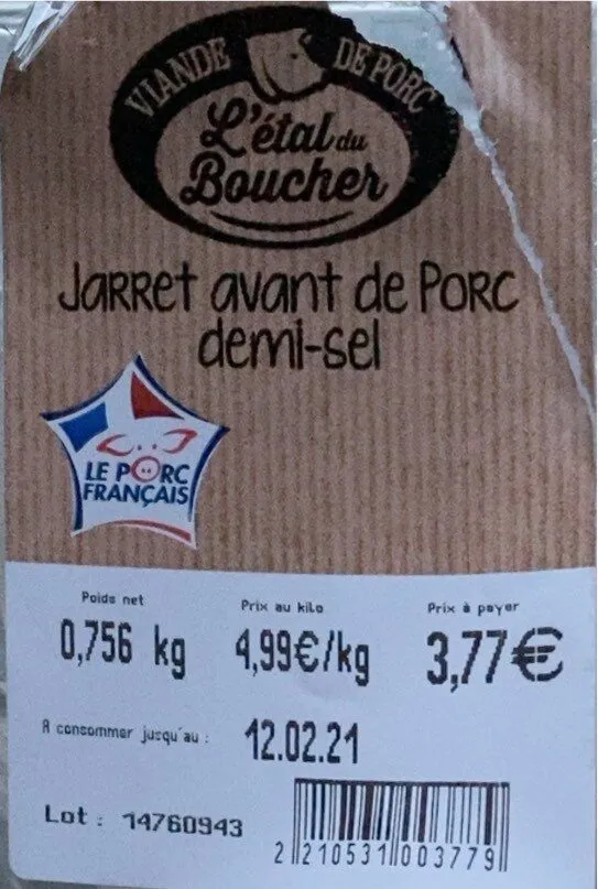 Jarret avant de porc demi-sel