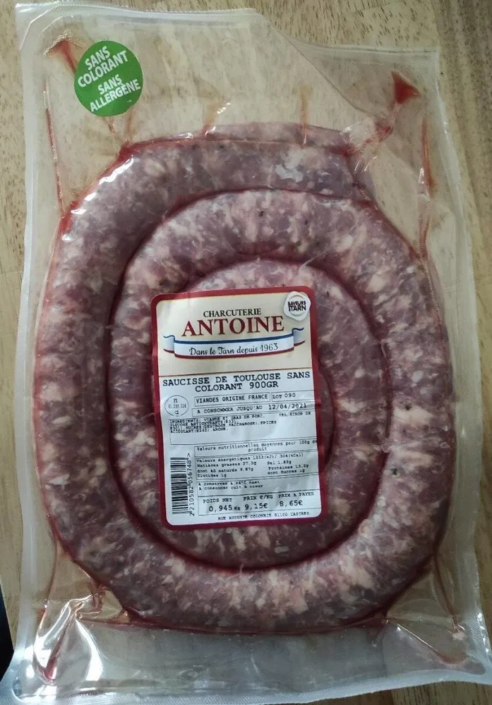 Saucisse de Toulouse sans colorant 900g