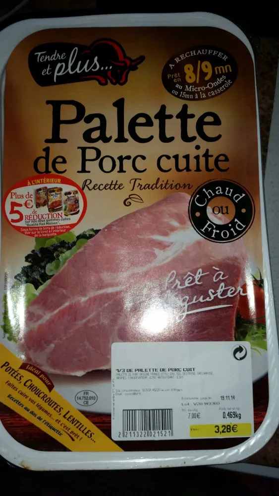 Palette de porc cuite