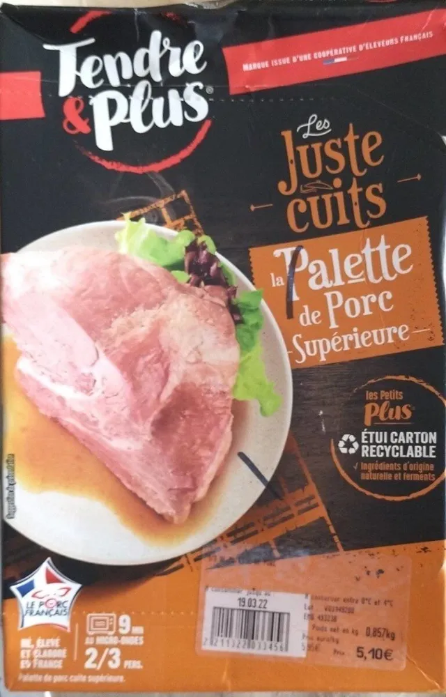 Palette de porc supérieure les juste cuits