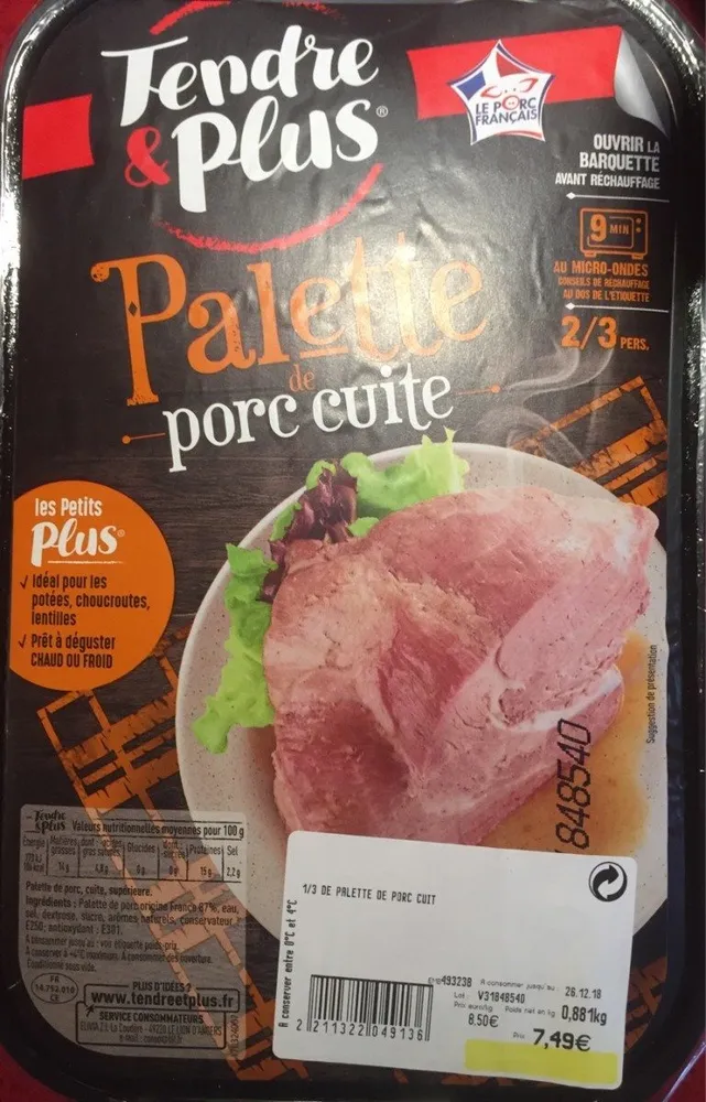 Palette porc cuite