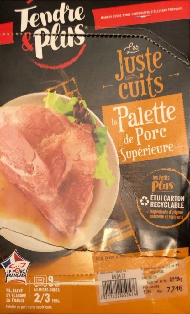 La palette de porc supérieure