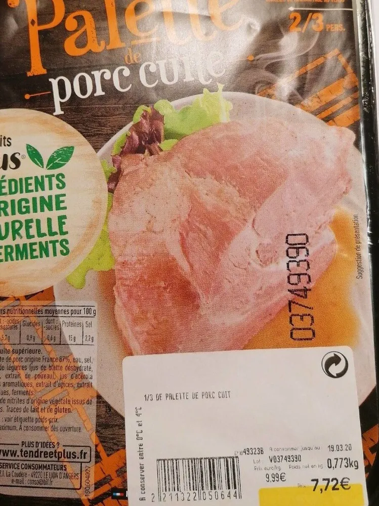 Palette porc cuite