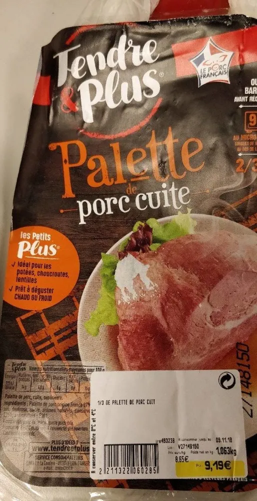 Palette de porc cuite