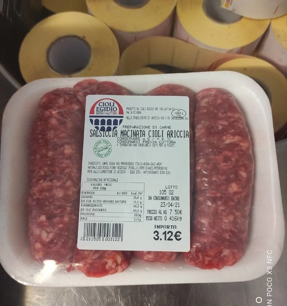 Salsiccia macinata cioli Ariccia