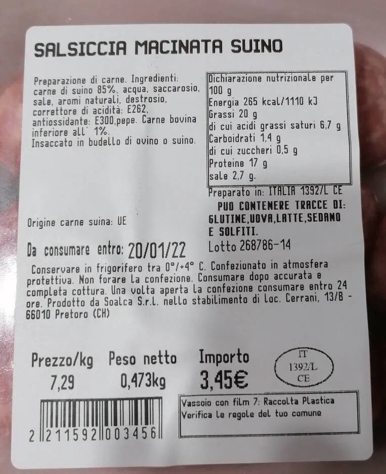 Salsiccia di suino