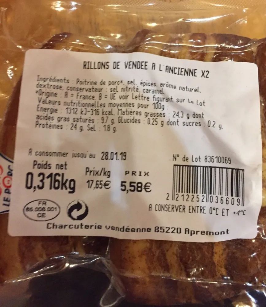 Rillons de vendee a l'ancienne