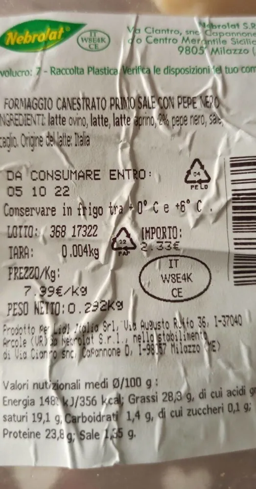 Canestrato primo sale