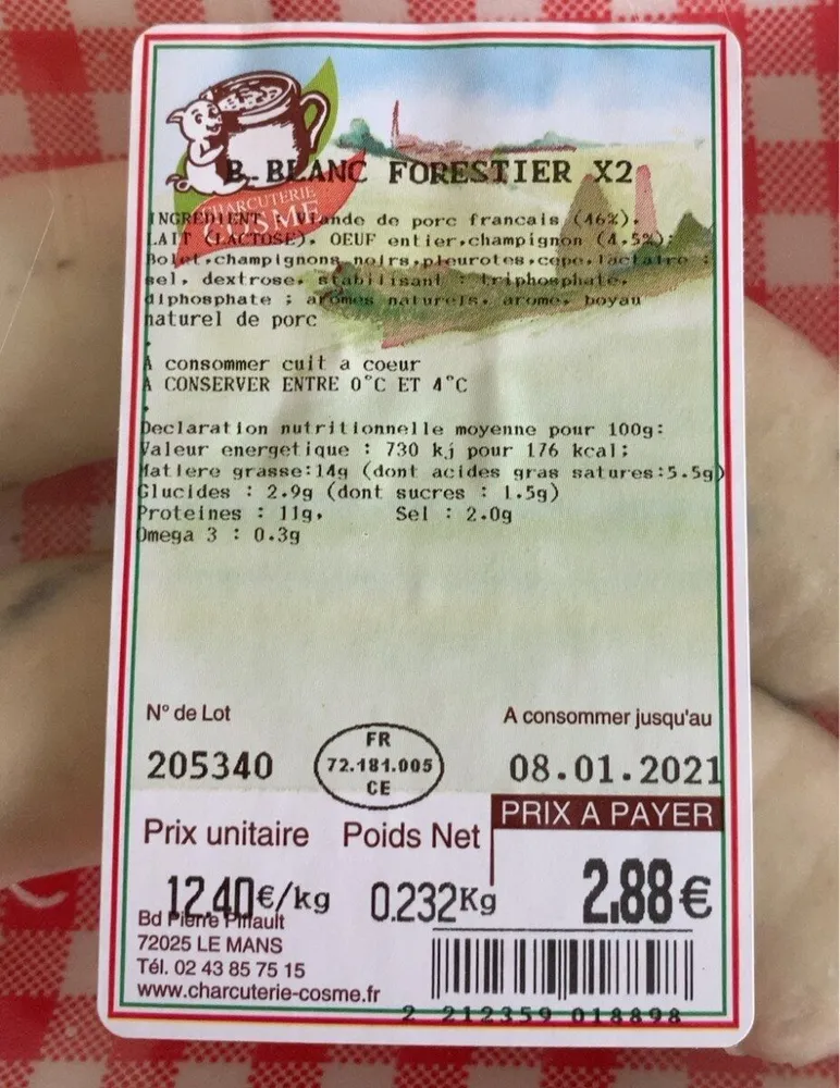 Boudon blanc forestier