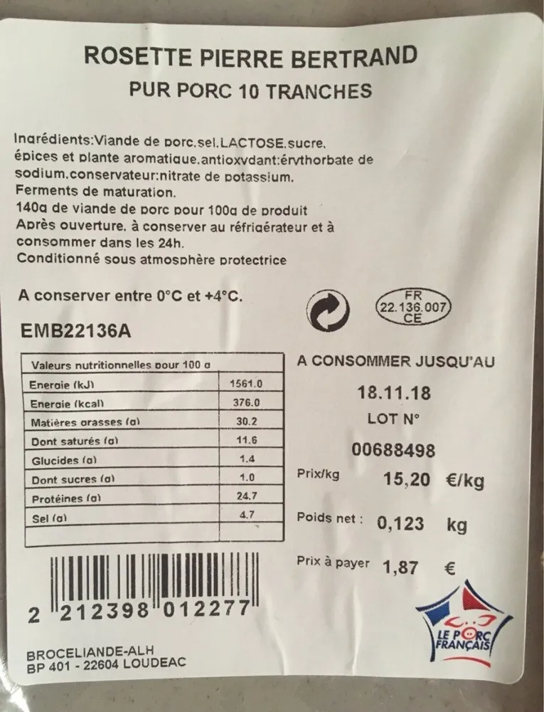 Rosette, pur porc