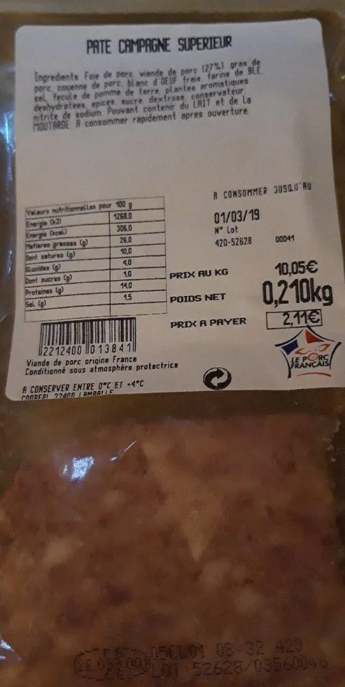 Pâté campagne supérieur