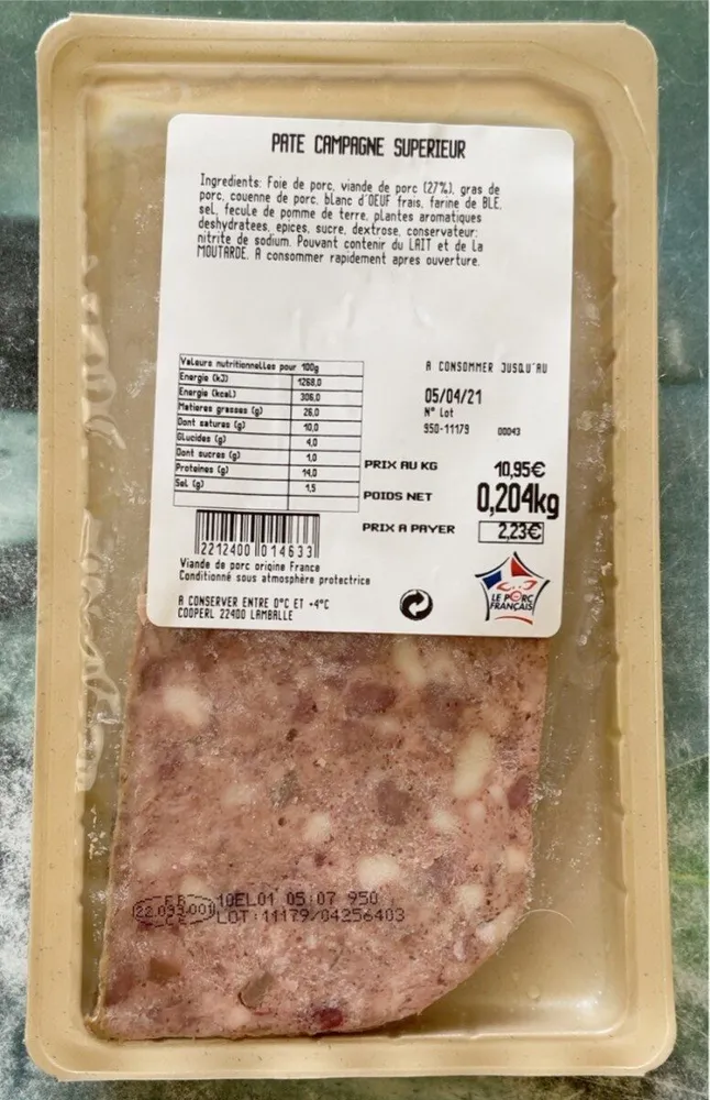 Pâté campagne supérieur 204g