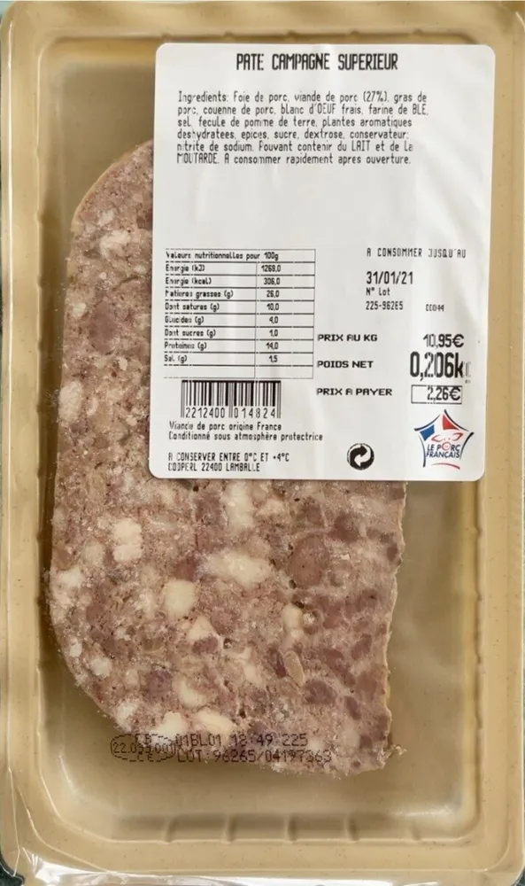 Pâté campagne supérieur 206gr