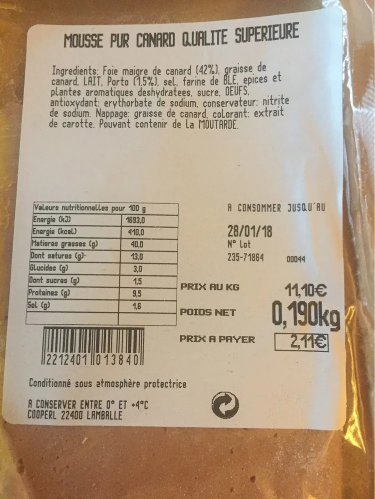 Mousse pur canard qualité supérieure