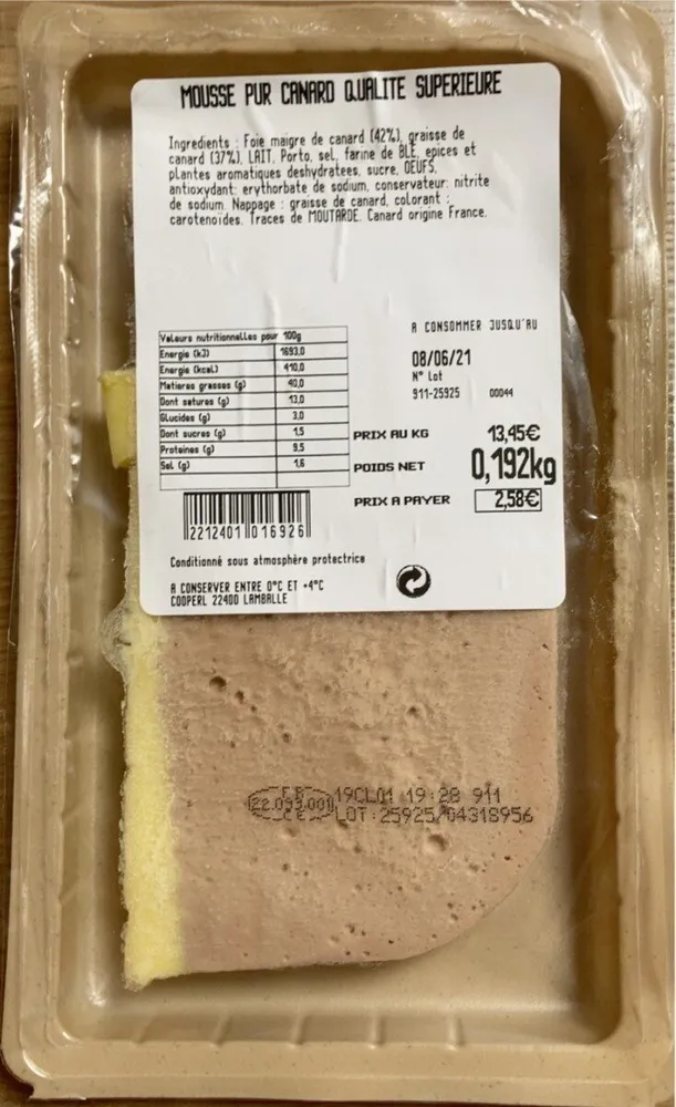 Mousse pur canard qualité superieure