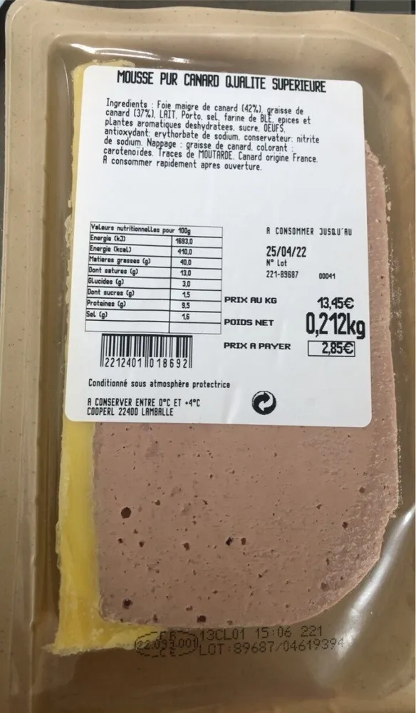 Mousse pur canard qualité supérieure