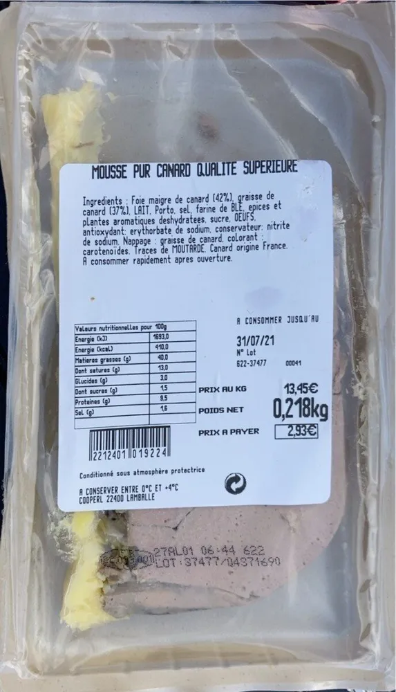 Mousse pur canard qualité supérieure
