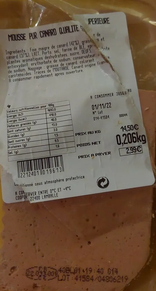 mousse pur canard qualité supérieure