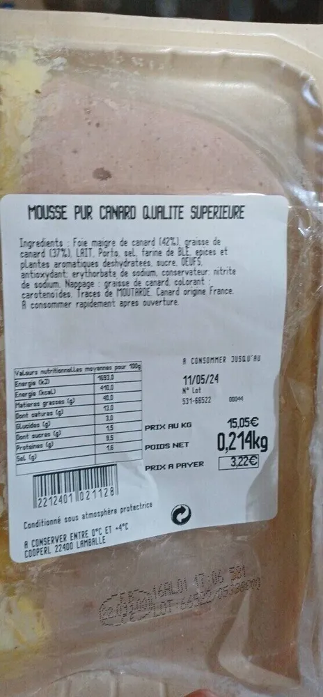 Mousse pur canard qualité supérieur U